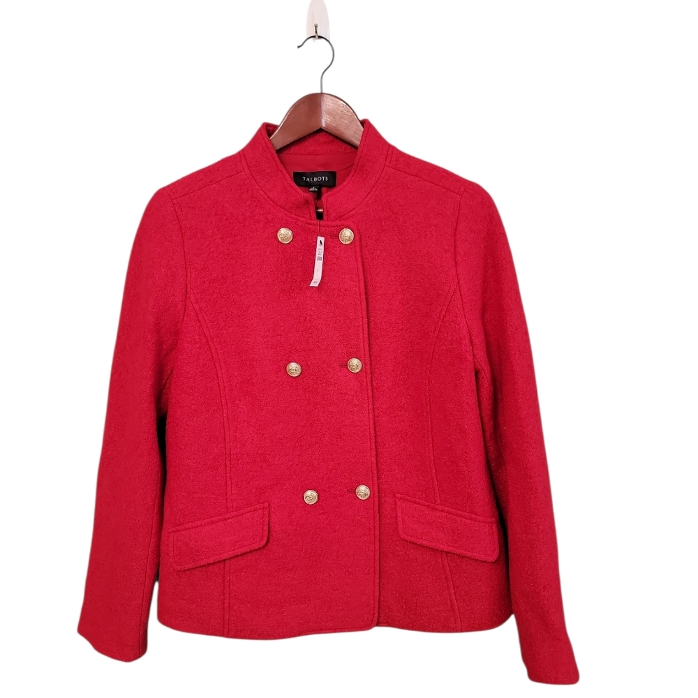 Talbots Boiled Wool New Women's Vibrant Red Jacket Size 8 Old Money Style